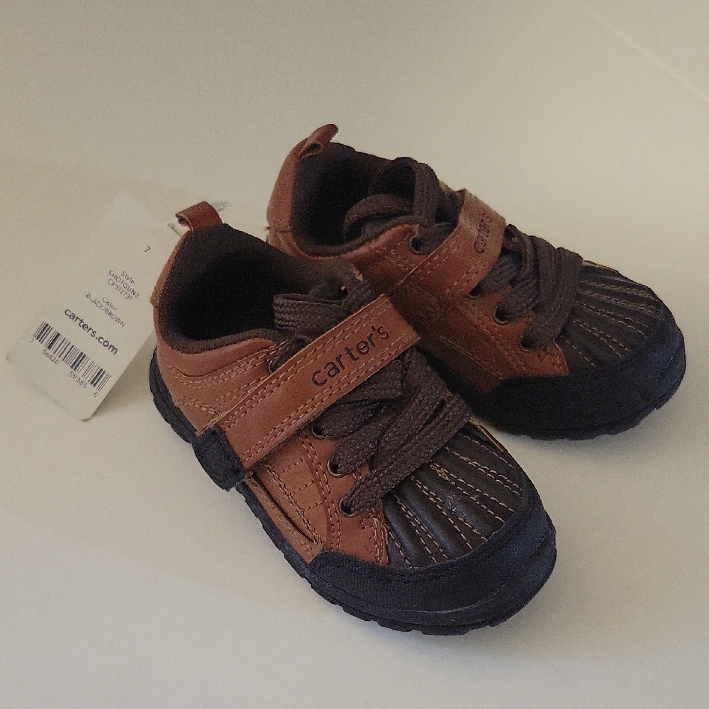 Carter's Brown and Black Toddler Sneakers with Laces & Velcro Strap